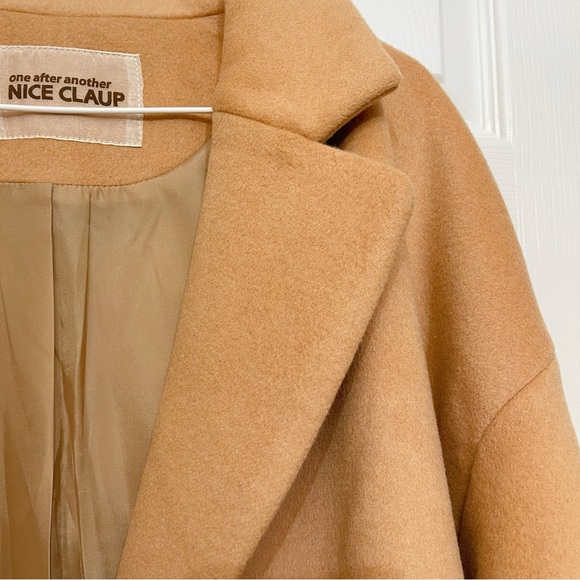 NICE CLAUP Wool Blend Mid-length Coat Size S Camel Japan Kawaii Cute Winter Cozy - Picture 4 of 4